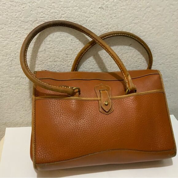 Vintage 1980’s Dooney & Bourke All-Weather Leather Satchel Purse British Tan - Picture 2 of 16